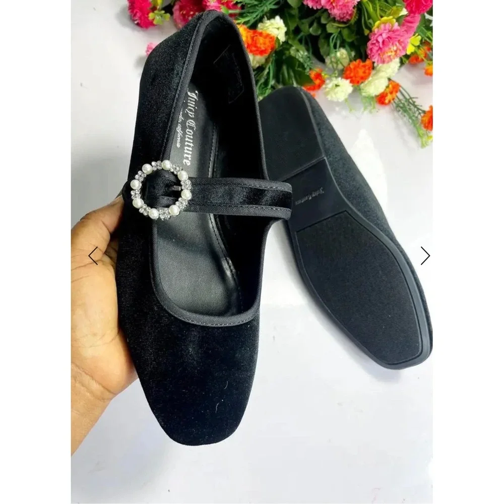 NWT-Juicy Couture Faux Velvet‎ Flats Size 9.5